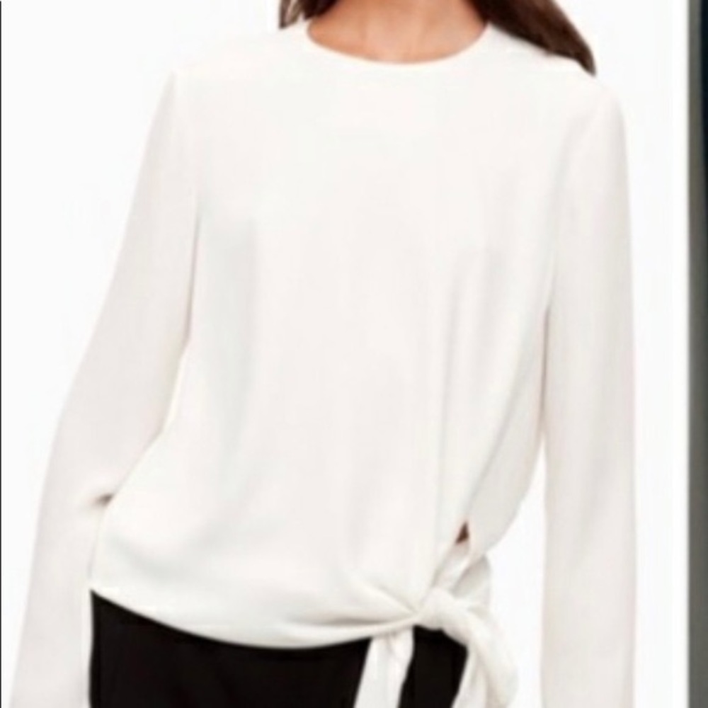 Aritzia babaton side tie blouse, long sleeve, white. Size medium.